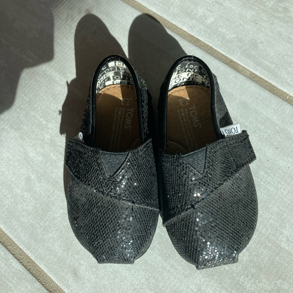 Toms Black Glitter Velcro